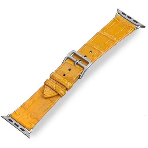 Premium Alligator Leather Band for Apple Watch - Marigold Color main image 5